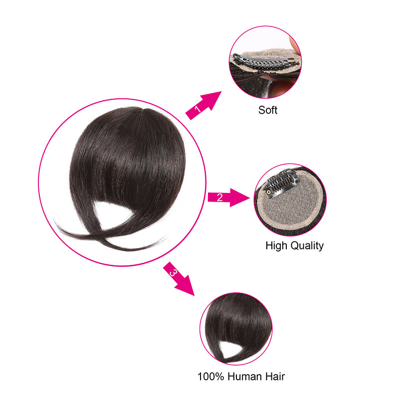 YYONG Bangs Hair Clip In Bangs Real Human Hair French Bangs