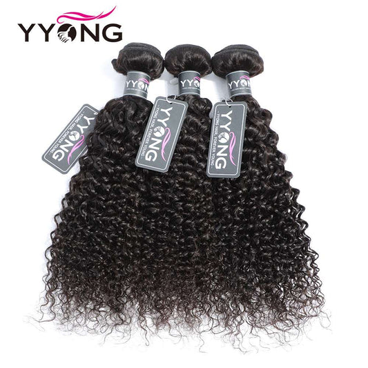 YYONG 3Pcs Kinky Curly Virgin Human Hair Bundles