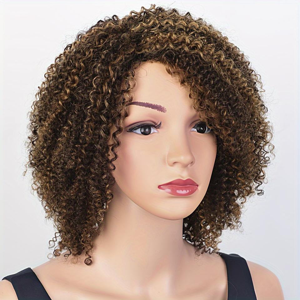 YYONG Afro Kinky Curly Wig For Women 100% Human Hair Machine Made wig 4/27 8-16inch