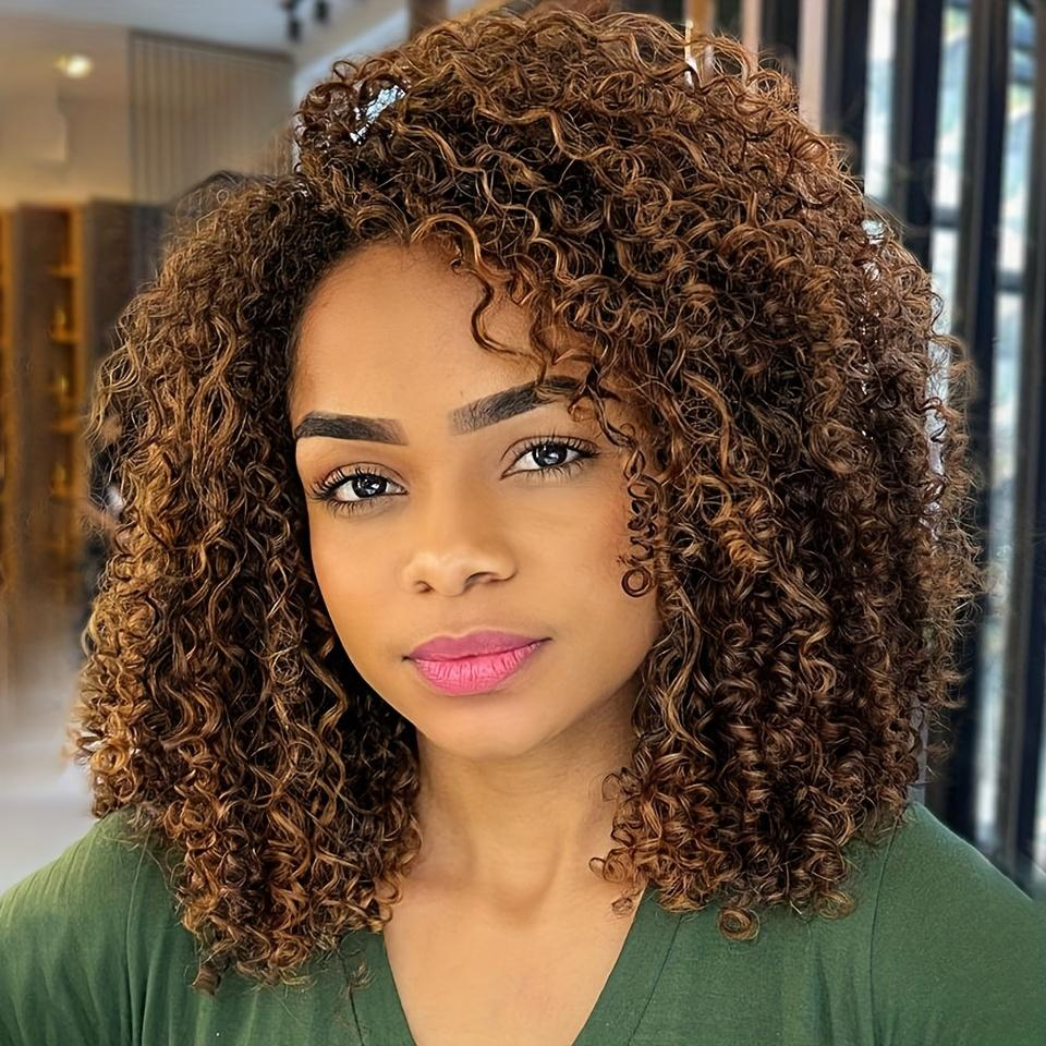 YYONG Afro Kinky Curly Wig For Women 100% Human Hair Machine Made wig 4/27 8-16inch