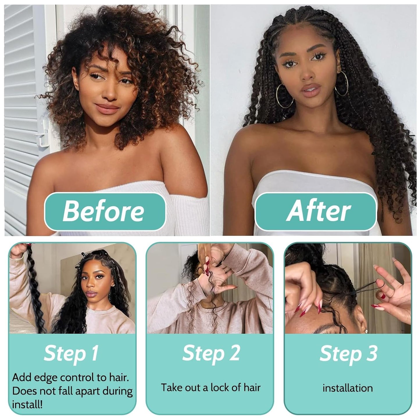 YYONG Human Braiding Hair for Boho Braids Human 100g Curly Boho Hair for Braiding Knotless Deep Wave Bulk Bohemian 2 Bundles/Pack Natural Color