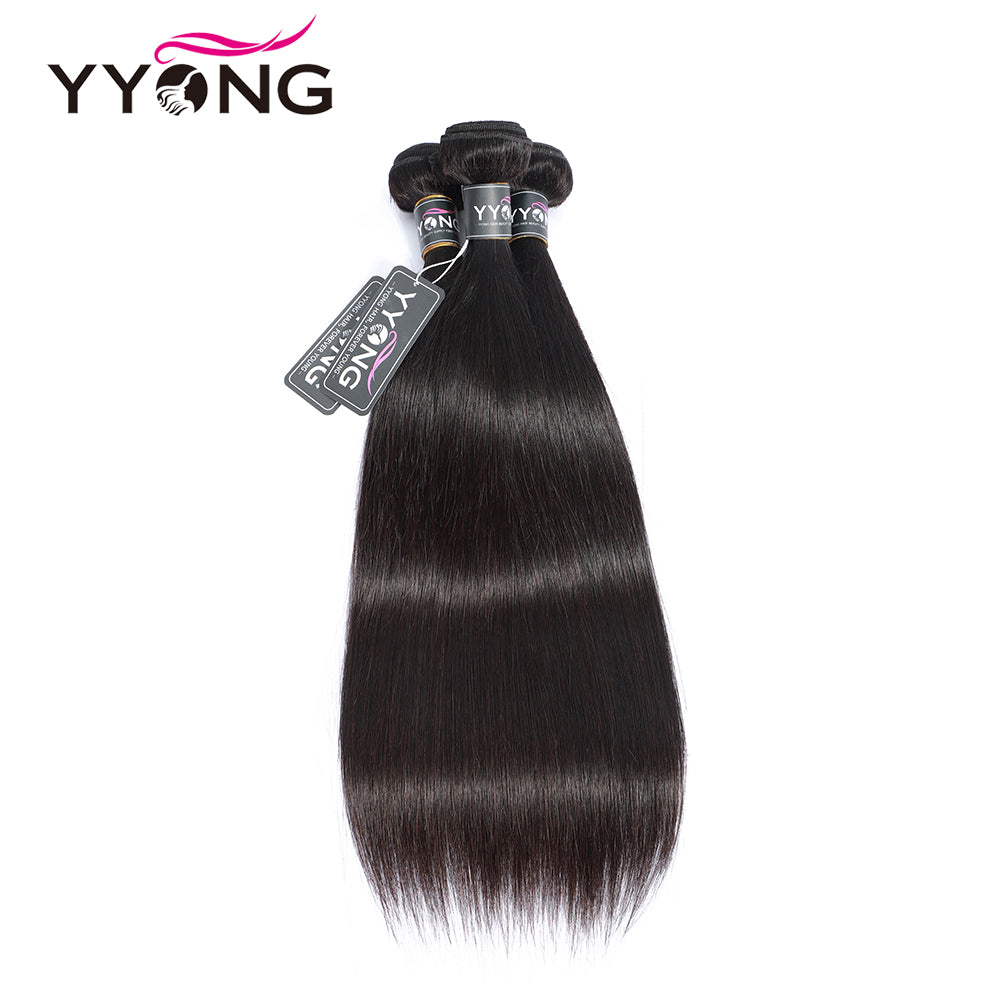 YYONG Straight Hair 3 Bundles With Frontal 100% Human Hair