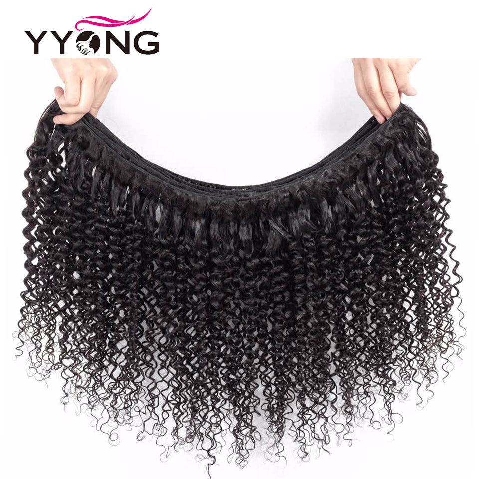 YYONG 3Pcs Kinky Curly Virgin Human Hair Bundles