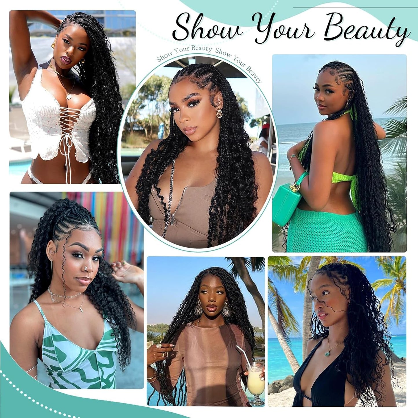 YYONG Human Braiding Hair for Boho Braids Human 100g Curly Boho Hair for Braiding Knotless Deep Wave Bulk Bohemian 2 Bundles/Pack Natural Color