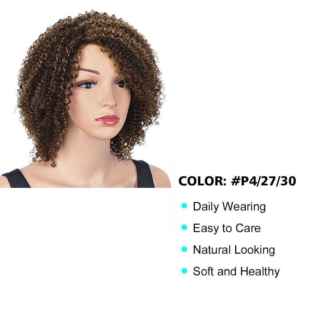 YYONG Afro Kinky Curly Wig For Women 100% Human Hair Machine Made wig 4/27 8-16inch