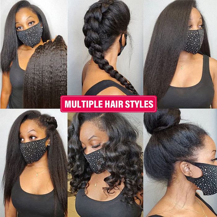YYONG Kinky Straight 13x4 Lace Front Wigs Human Hair Wigs