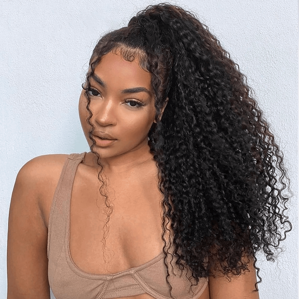 YYONG Curly Human Hair Ponytail Extensions