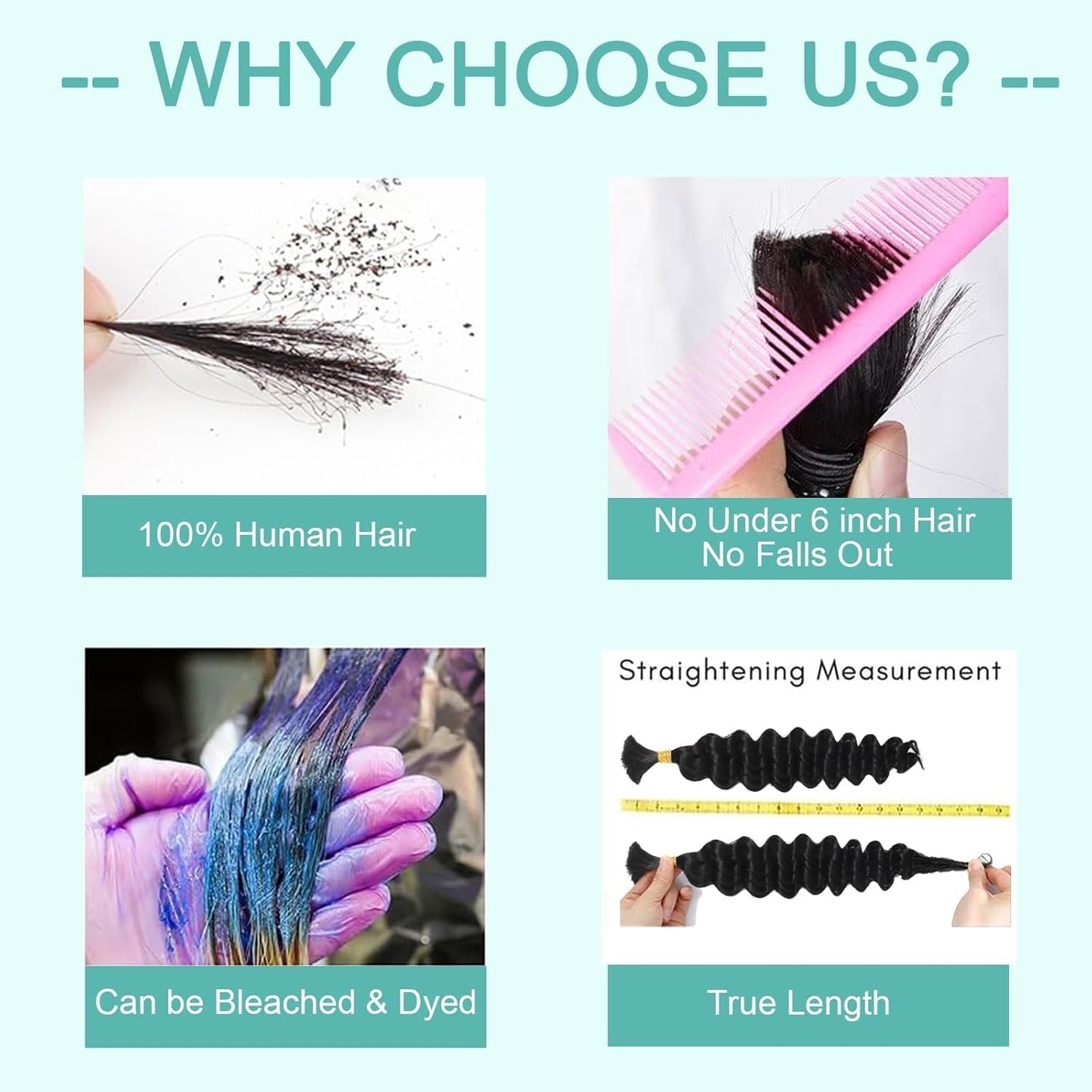 YYONG Human Braiding Hair for Boho Braids Human 100g Curly Boho Hair for Braiding Knotless Deep Wave Bulk Bohemian 2 Bundles/Pack Natural Color