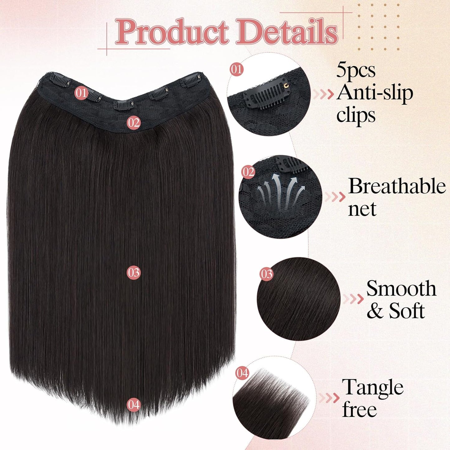 YYONG U Part Straight Clip In Hair Extensions 100% Real Remy Human Hair 8-24 Inch