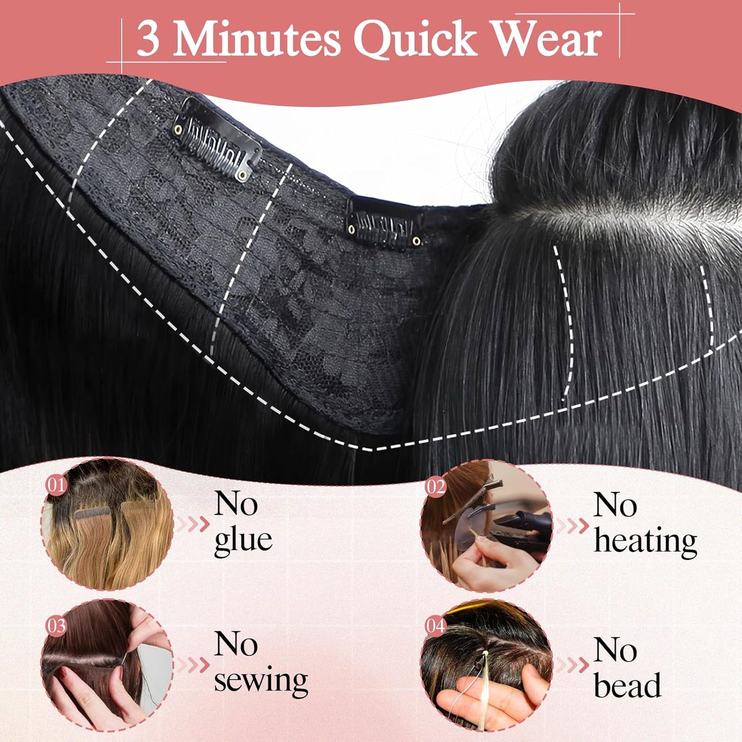 YYONG U Part Straight Clip In Hair Extensions 100% Real Remy Human Hair 8-24 Inch