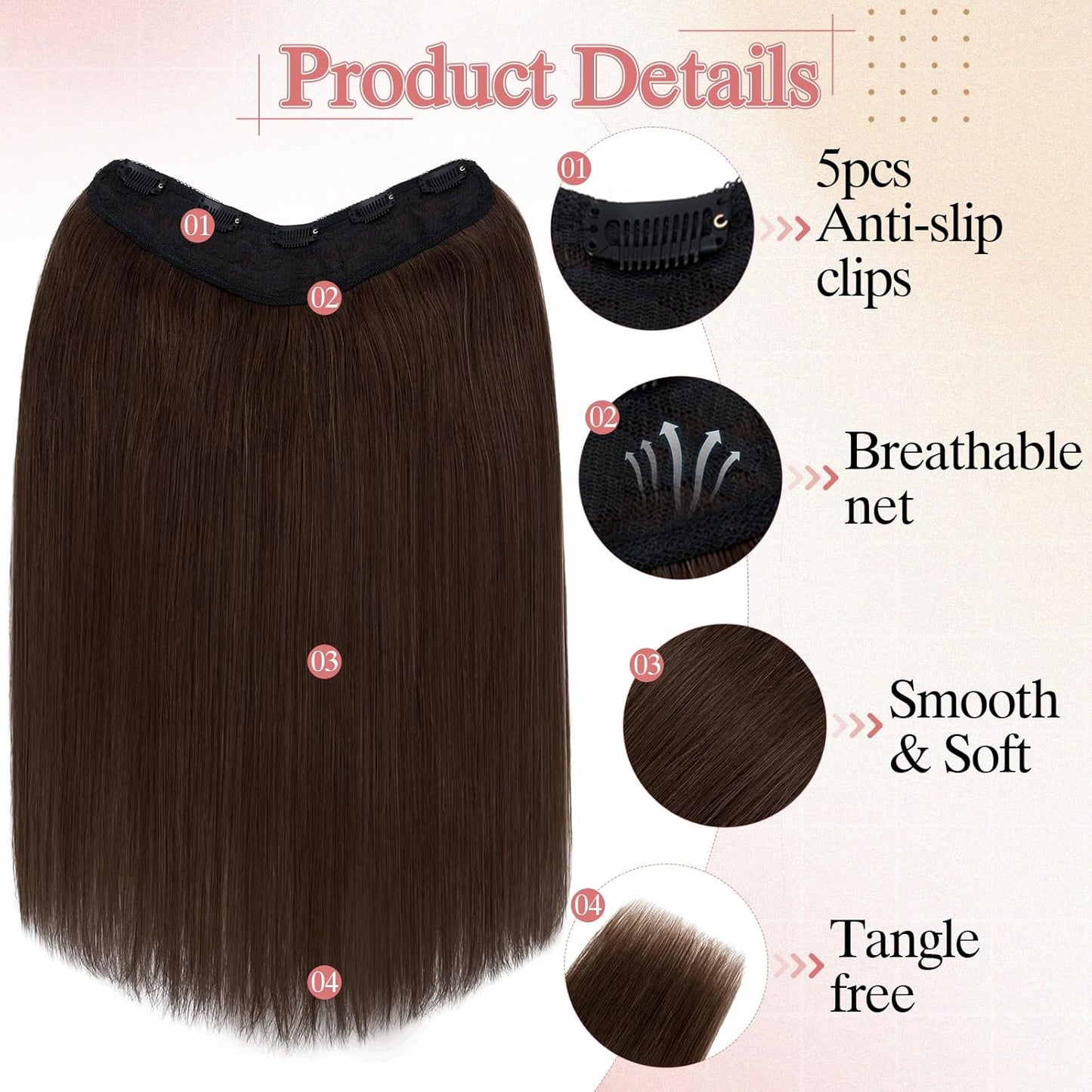 YYONG U Part Straight Clip In Hair Extensions 100% Real Remy Human Hair 8-24 Inch