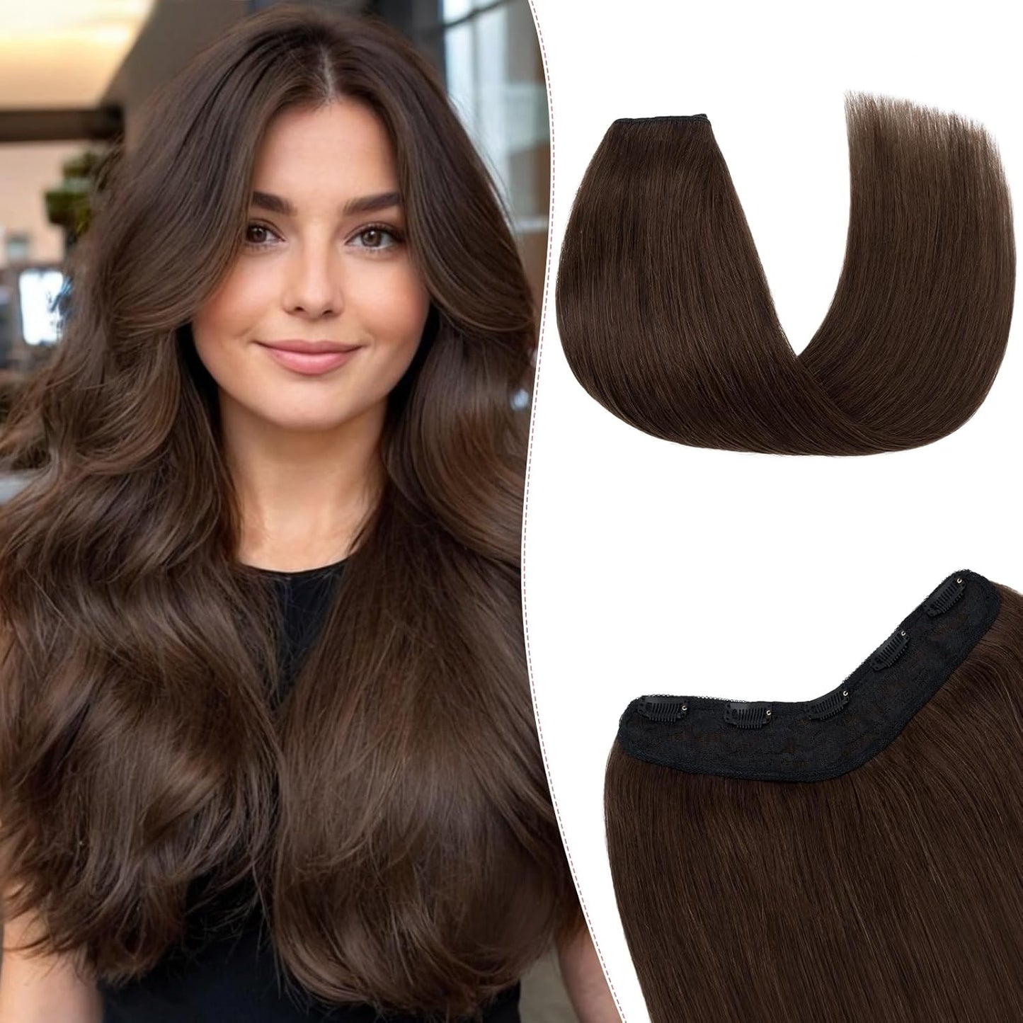 YYONG U Part Straight Clip In Hair Extensions 100% Real Remy Human Hair 8-24 Inch