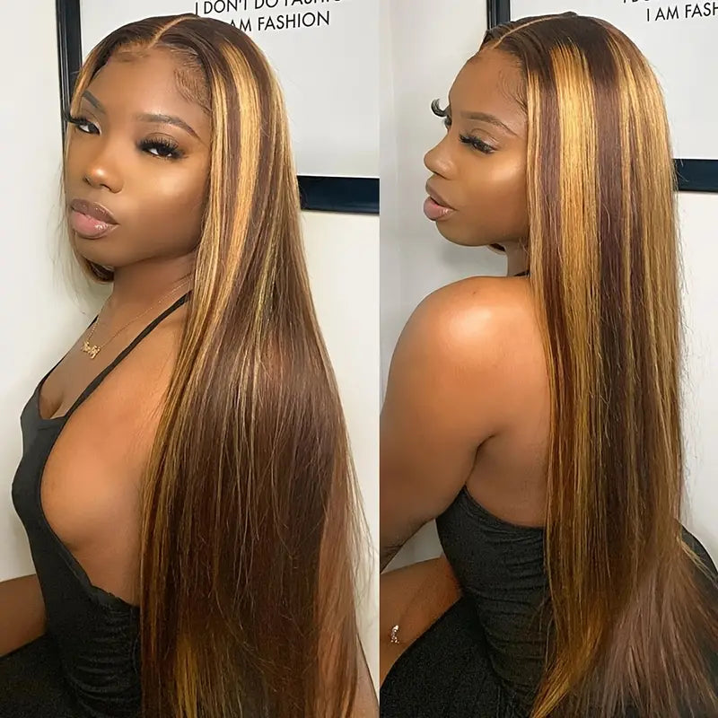 YYONG P4/27 Color Straight 13x4 Lace Front Wig Human Hair Wigs