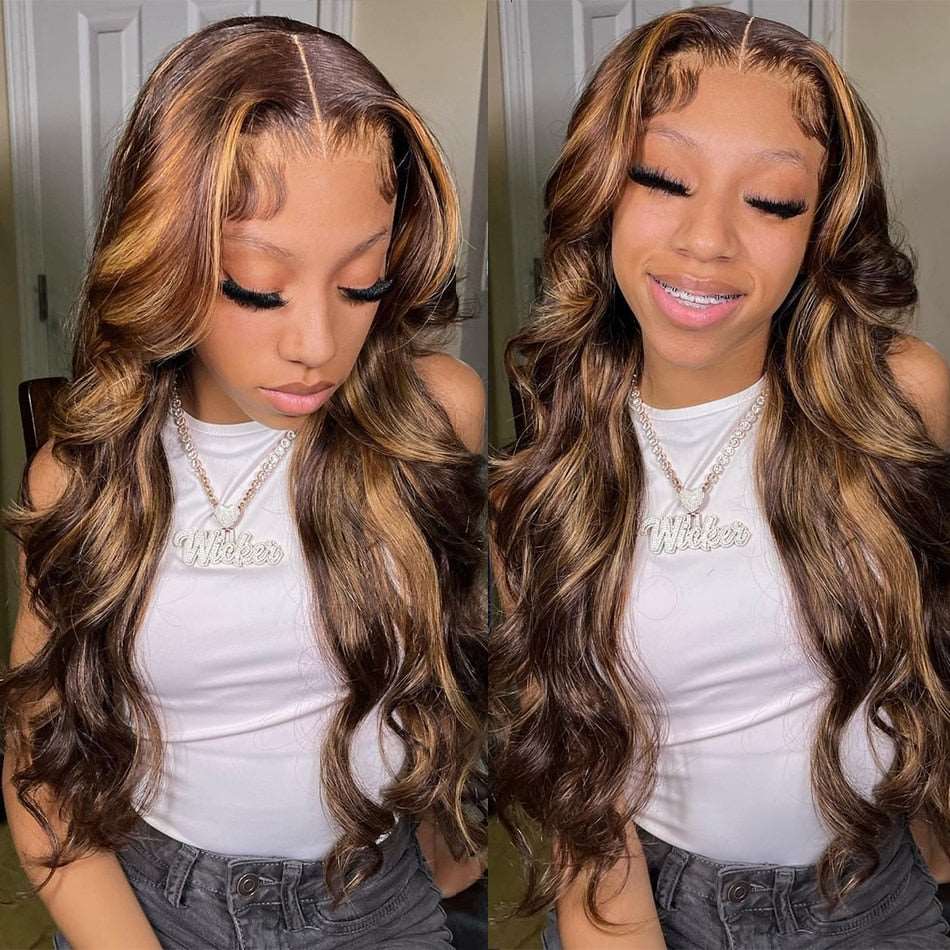 YYONG P4/27 Color Body Wave 13x4 Lace Front Wig Human Hair Wigs