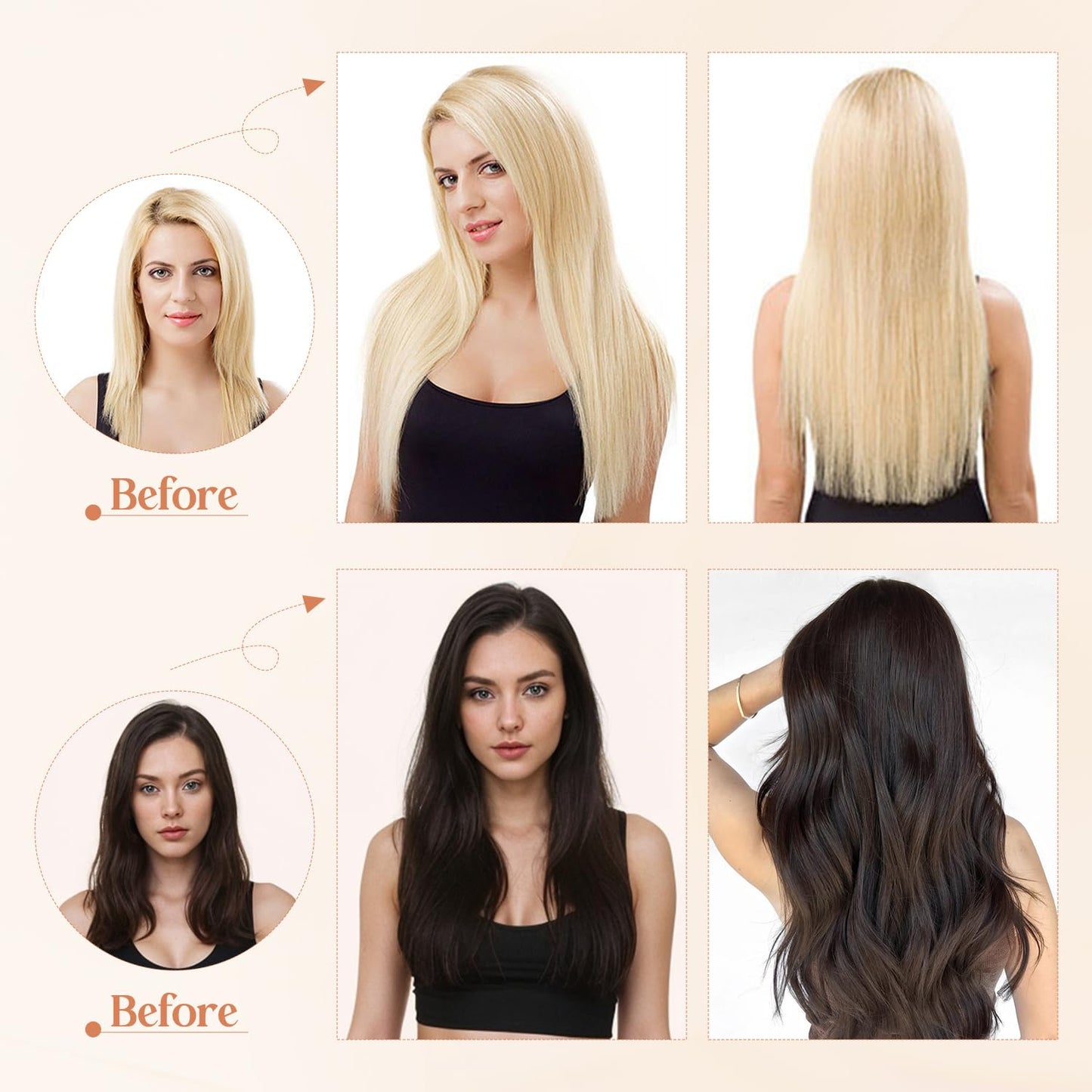 YYONG U Part Straight Clip In Hair Extensions 100% Real Remy Human Hair 8-24 Inch