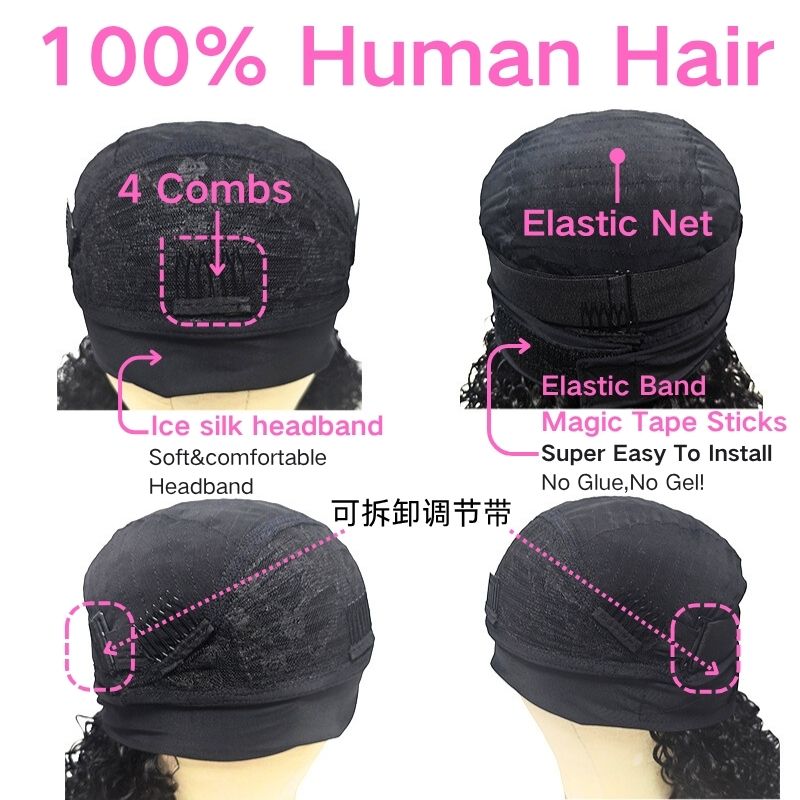 YYONG Body Wave Headband Wigs Remy Human Hair Wigs None-Lace