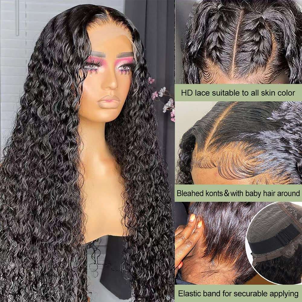 YYONG Deep Wave 4x4/ 5x5 Lace Closure Wigs Human Hair Wigs