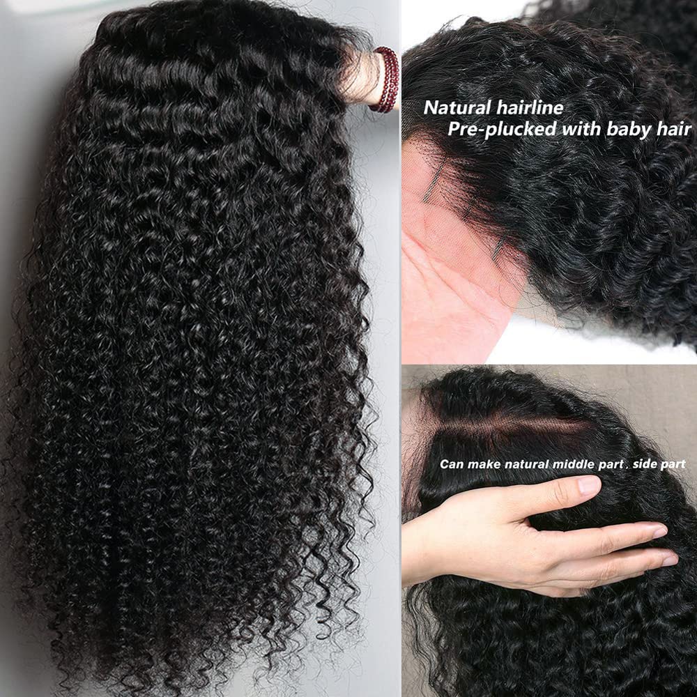 YYONG Kinky Curly 13x6 Lace Front Wigs Human Hair Wigs