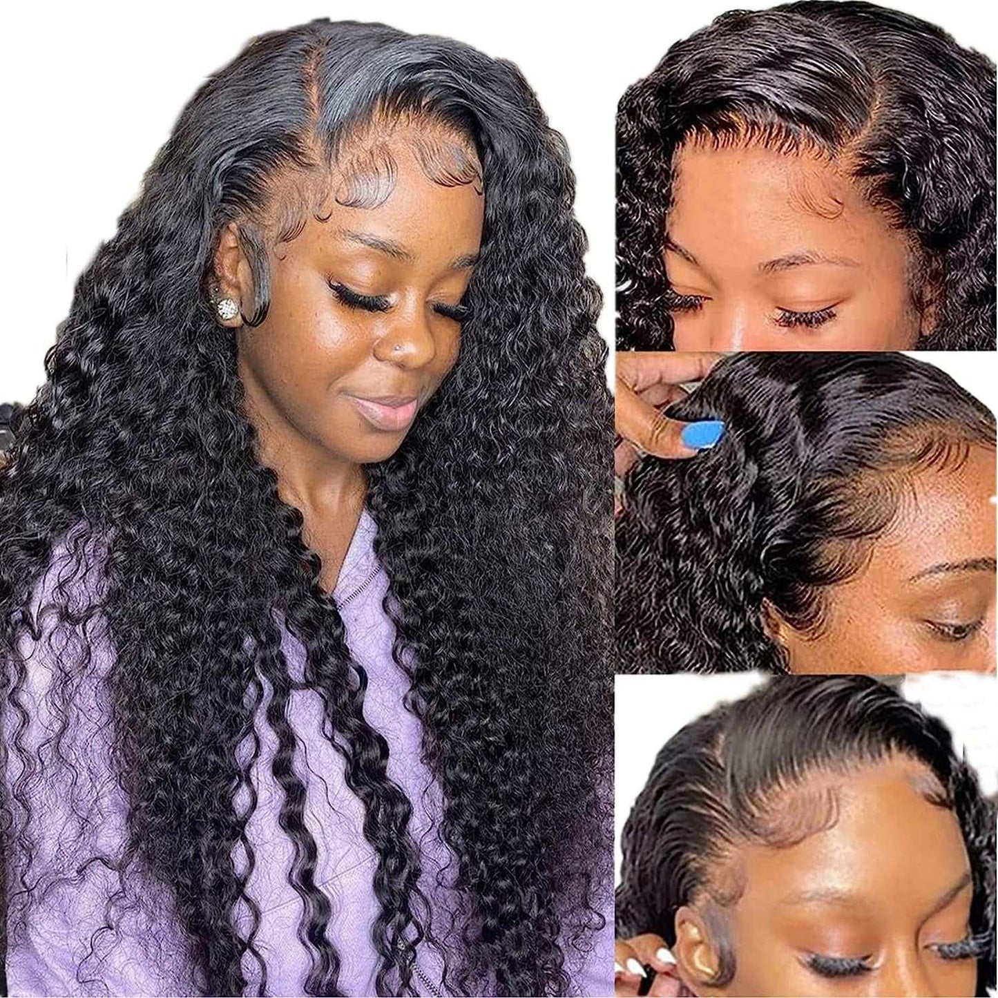 YYONG Kinky Curly 13x6 Lace Front Wigs Human Hair Wigs