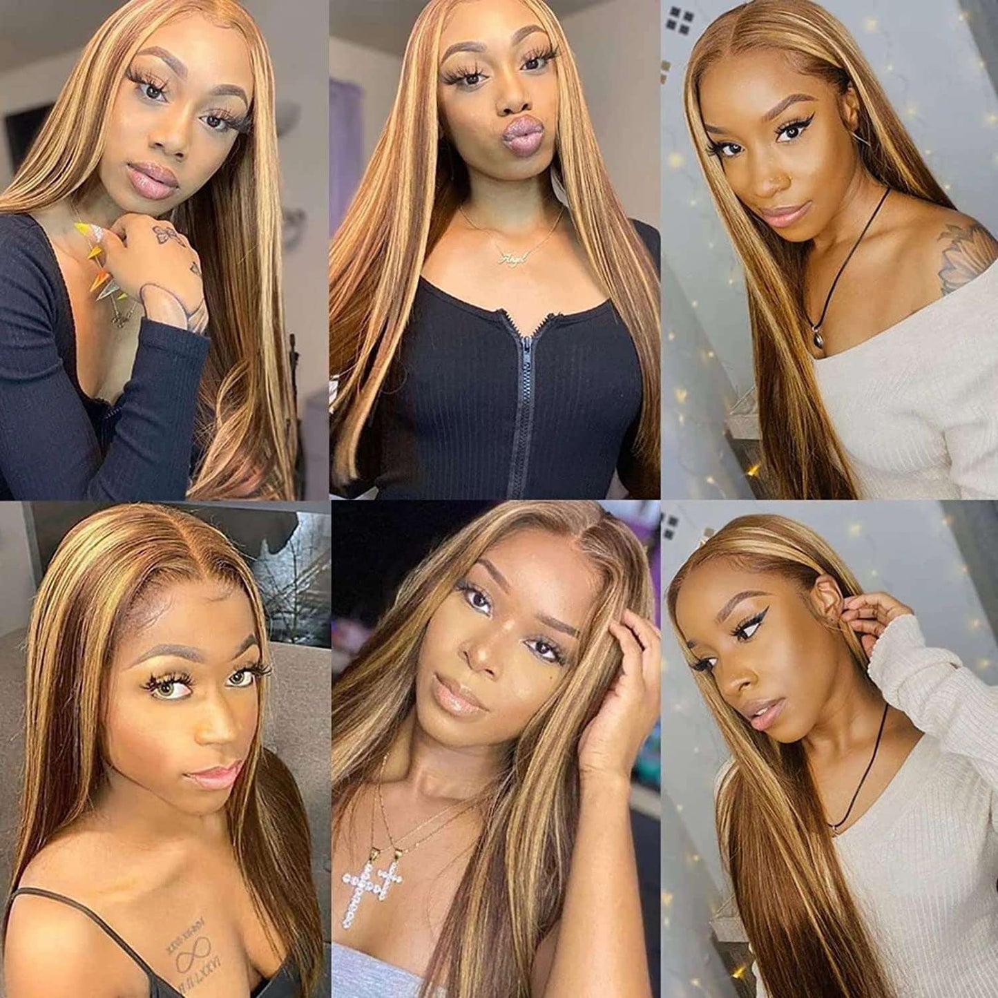 YYONG P4/27 Color Straight 13x4 Lace Front Wig Human Hair Wigs