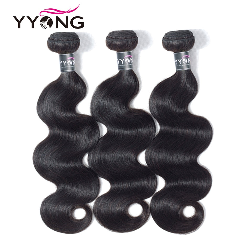 YYONG Body Wave 3 Bundles With 6x6 Closure 100% Human Hair