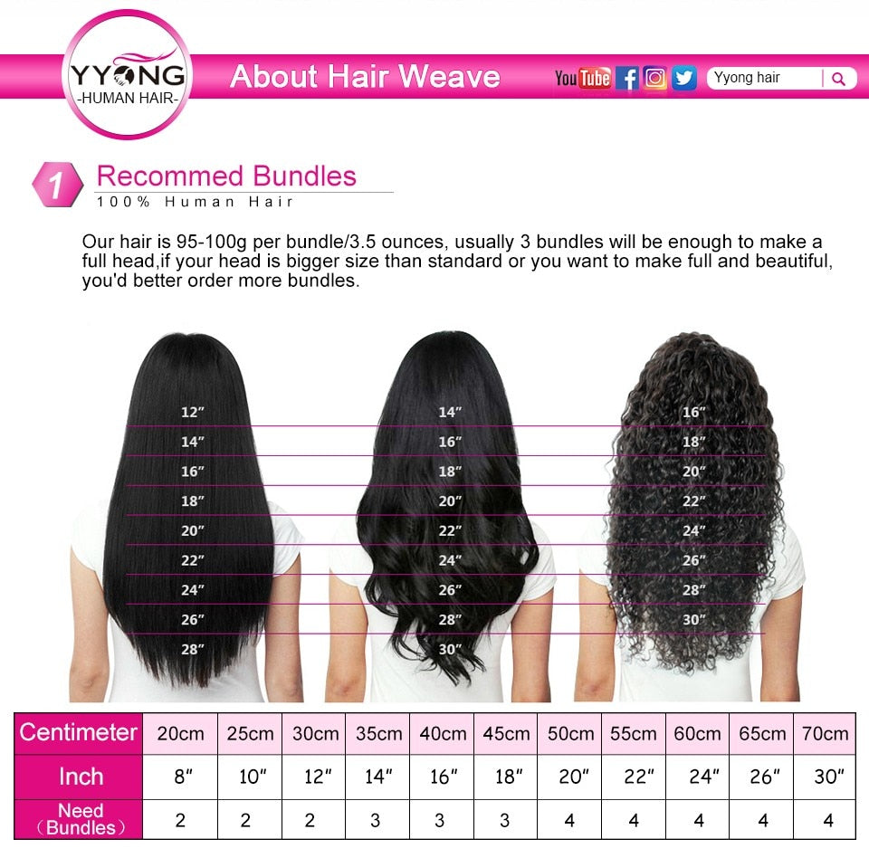 YYONG Body Wave 3 Bundles With Frontal 100% Human Hair