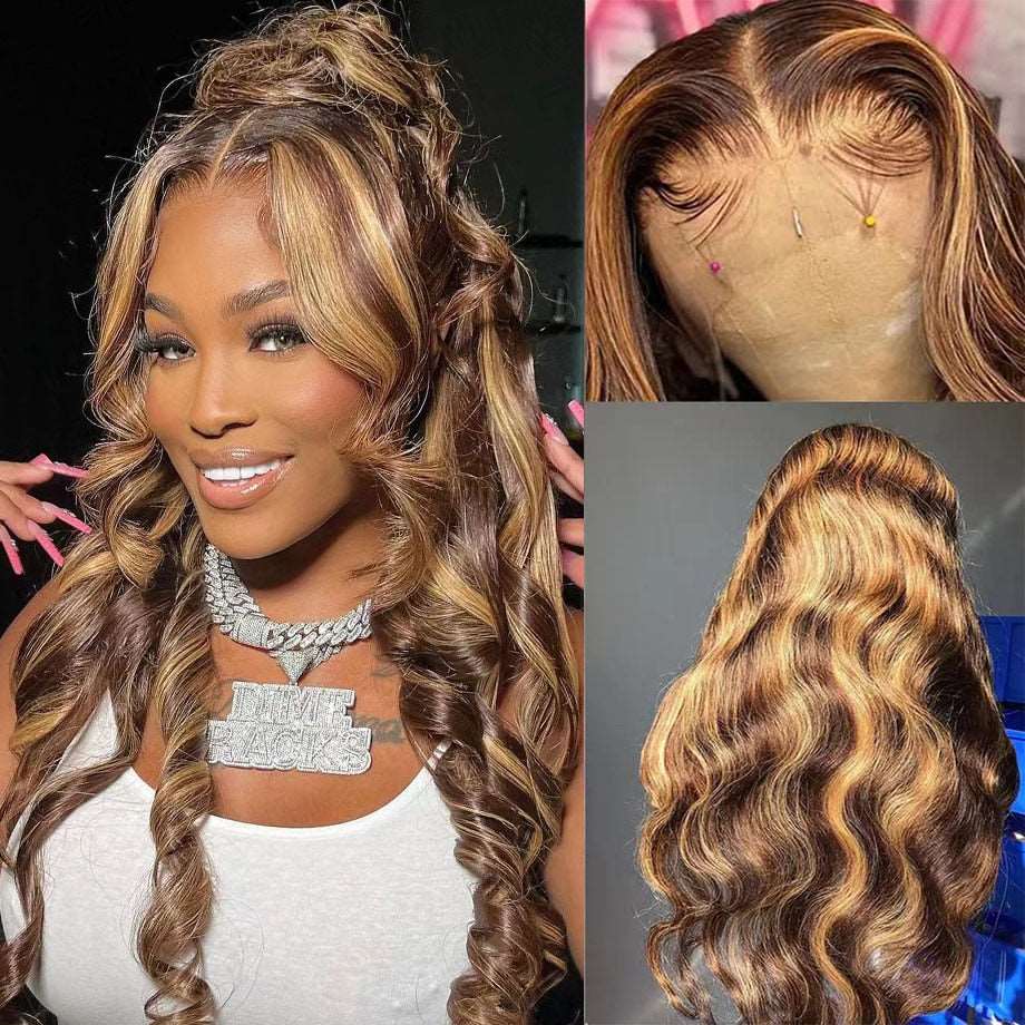 YYONG P4/27 Color Body Wave 13x4 Lace Front Wig Human Hair Wigs