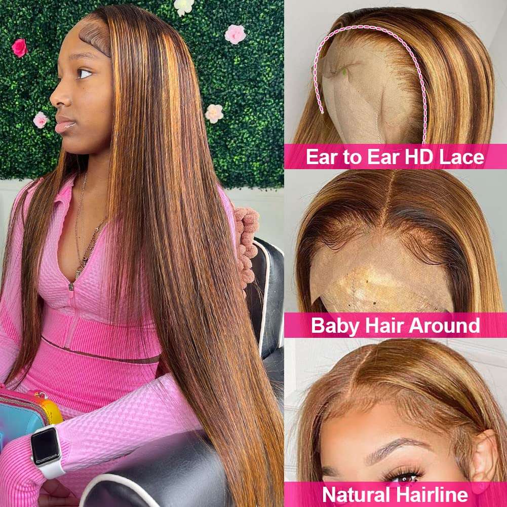 YYONG P4/27 Color Straight 13x4 Lace Front Wig Human Hair Wigs