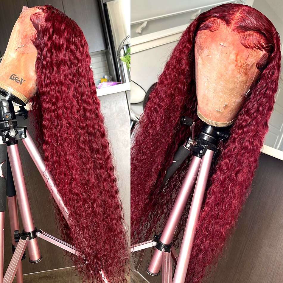 YYONG 99J Color Curly 13x4 Lace Front Wig Human Hair Wigs