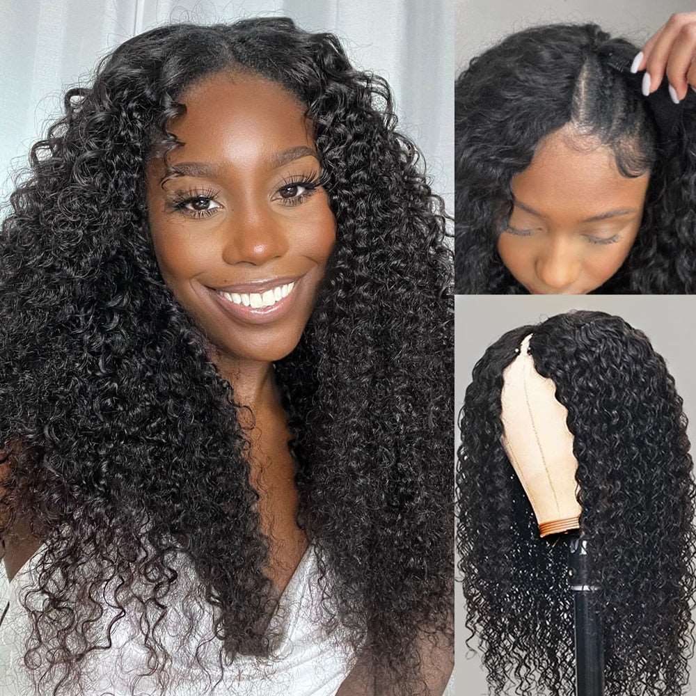 YYONG Curly U Part Wigs Human Hair Wigs V part Wigs