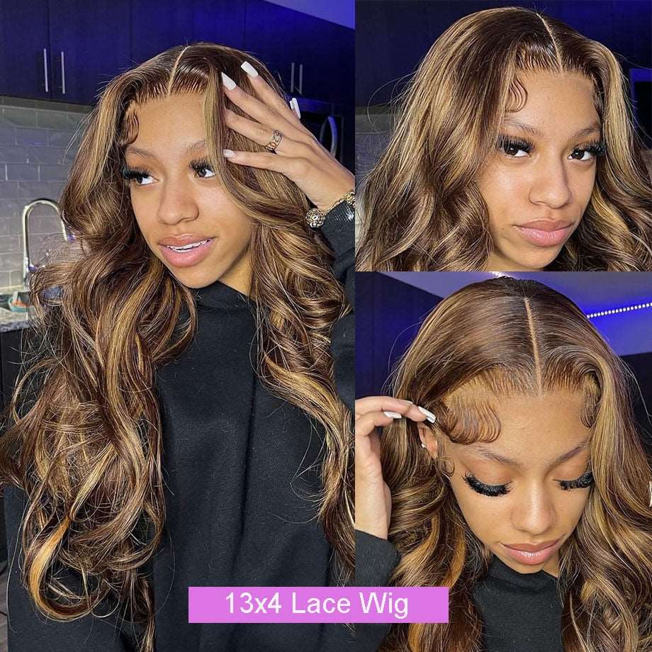 YYONG P4/27 Color Body Wave 13x4 Lace Front Wig Human Hair Wigs