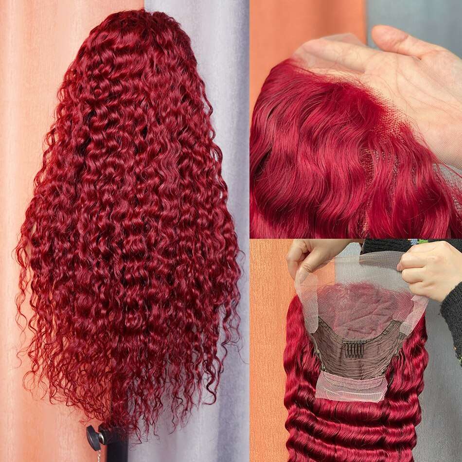 YYONG 99J Color Curly 13x4 Lace Front Wig Human Hair Wigs