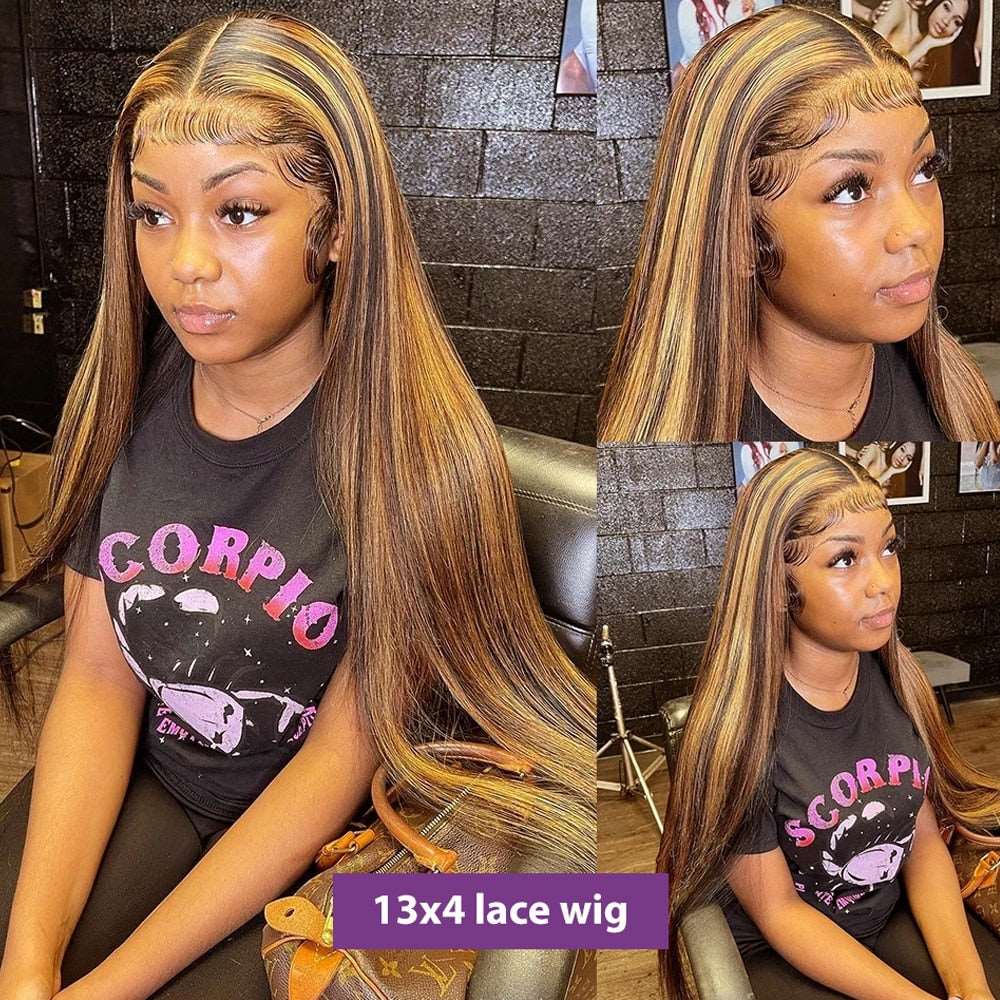 YYONG P4/27 Color Straight 13x4 Lace Front Wig Human Hair Wigs