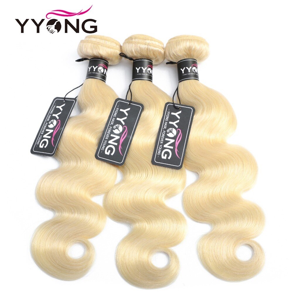 YYONG #613 Blonde Body Wave 3 Bundles With Closure 100% Human Hair