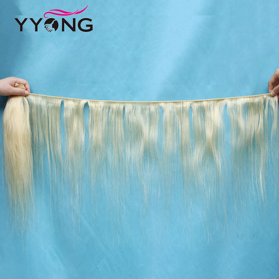 YYONG #613 Blonde Straight Hair 3 Bundles With Closure 100% Human Hair