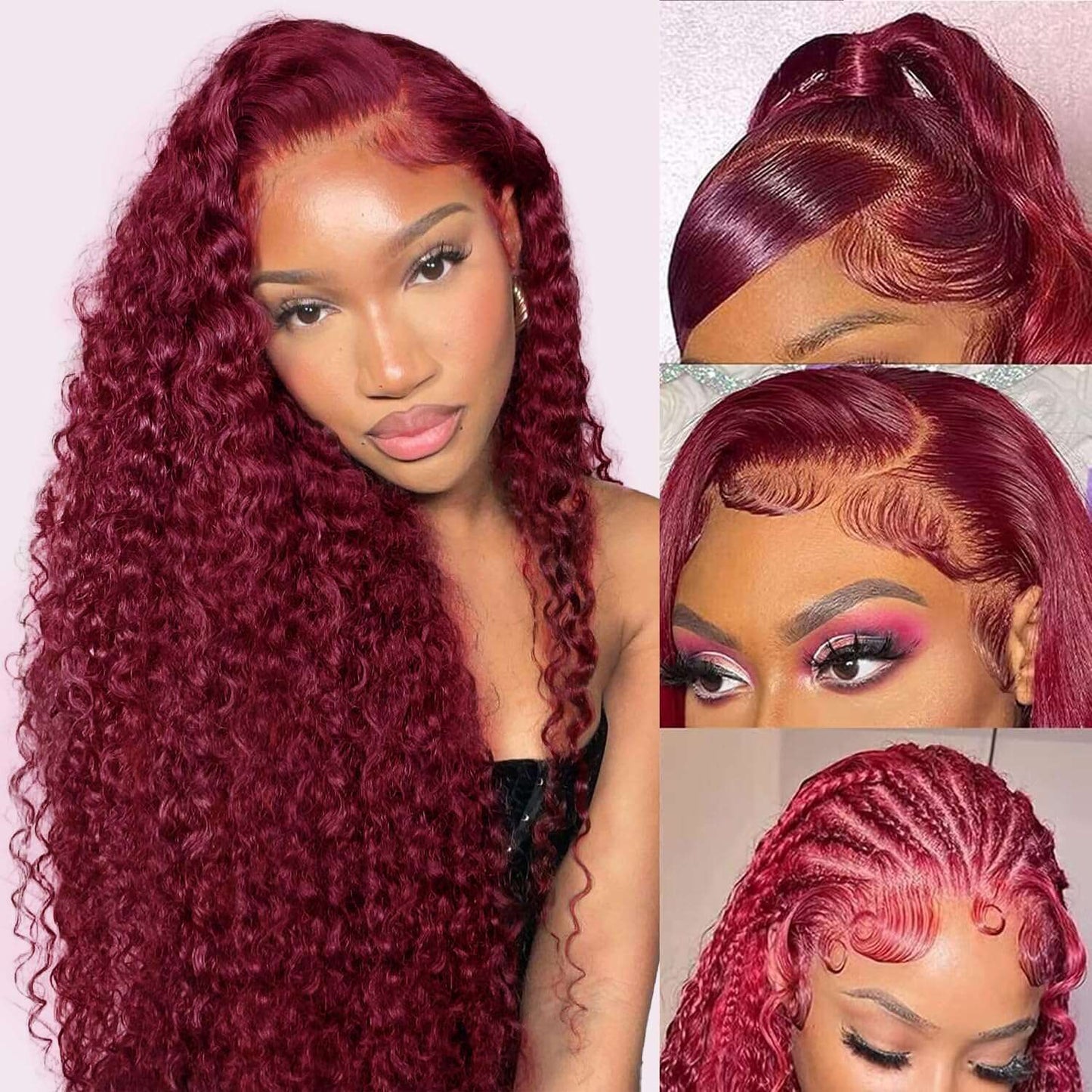 YYONG 99J Color Curly 13x4 Lace Front Wig Human Hair Wigs