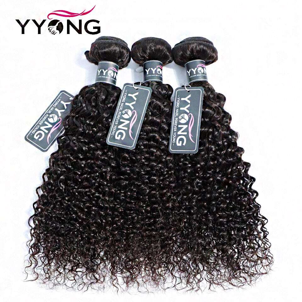 YYONG Kinky Curly 3 Bundles With 6x6 Closure 100% Human Hair