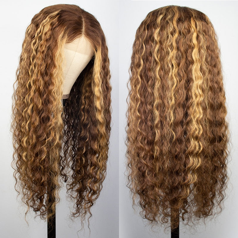YYONG P4/27 Color Deep Curly 13x4 Lace Front Wig Human Hair Wigs