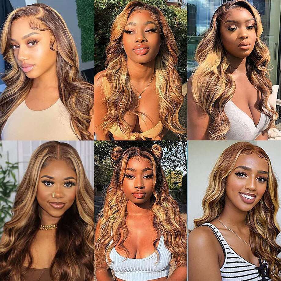 YYONG P4/27 Color Body Wave 13x4 Lace Front Wig Human Hair Wigs