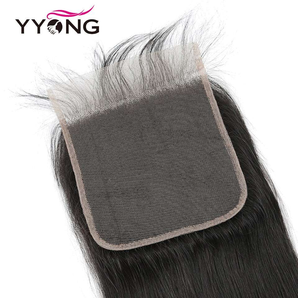 YYONG Straight Hair 3 Bundles With 6x6 Closure 100% Human Hair