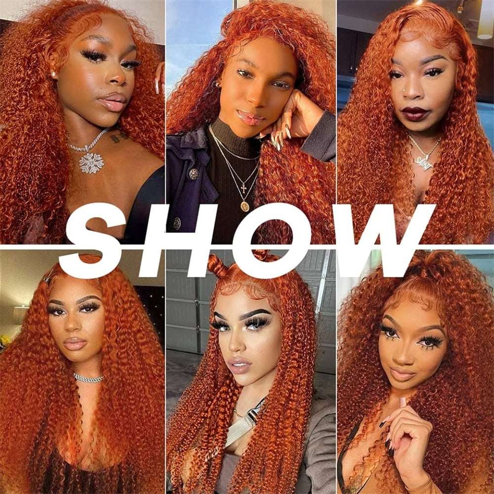 YYONG Orange Color Curly 13x4 Lace Front Wig Human Hair Wigs