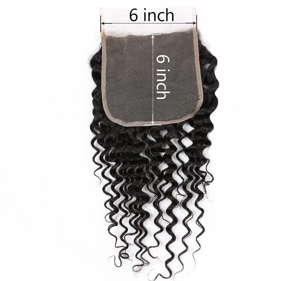 YYONG Deep Wave 3 Bundles With 6x6 Closure 100% Human Hair
