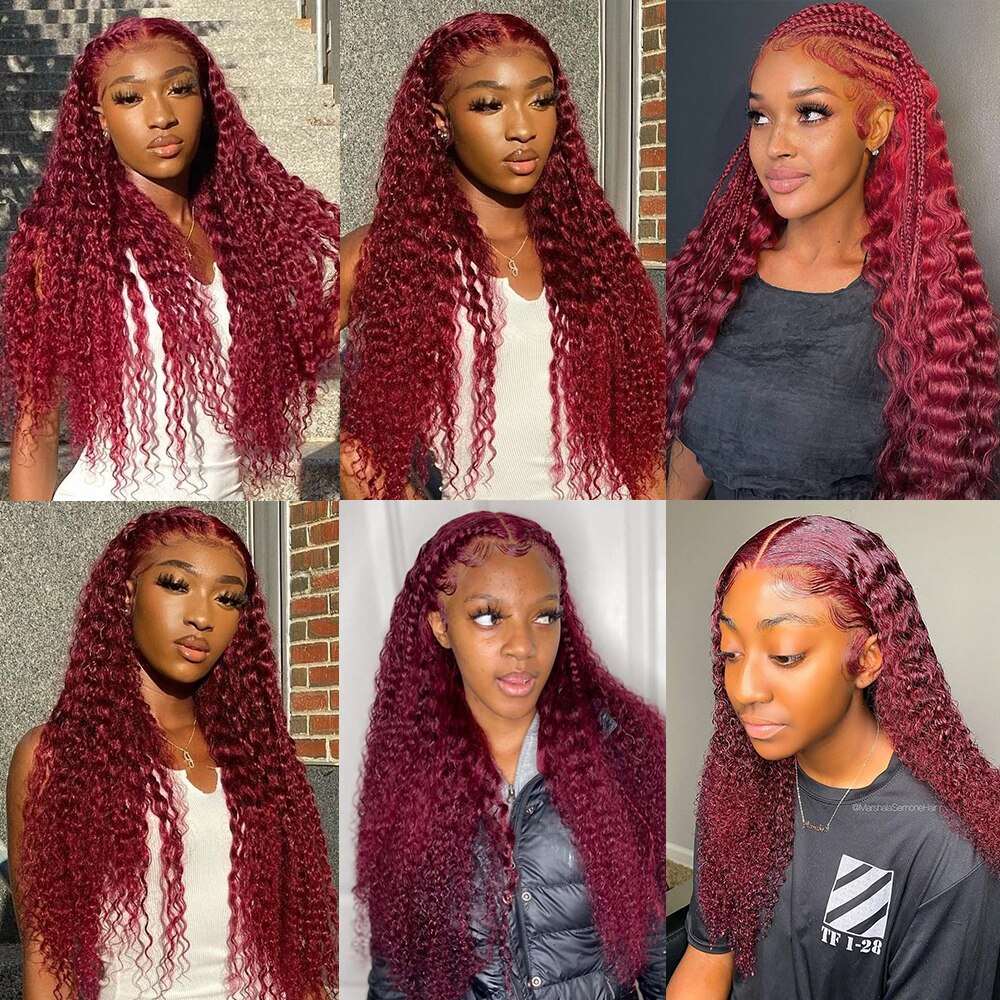 YYONG 99J Color Curly 13x4 Lace Front Wig Human Hair Wigs