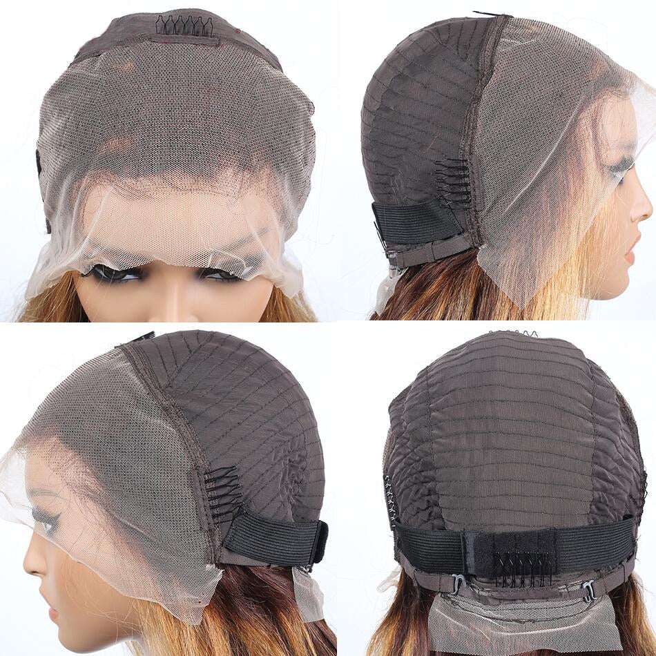 YYONG P4/27 Highlight Color Straight 13x4 lace Front Short Bob Wigs Human Hair