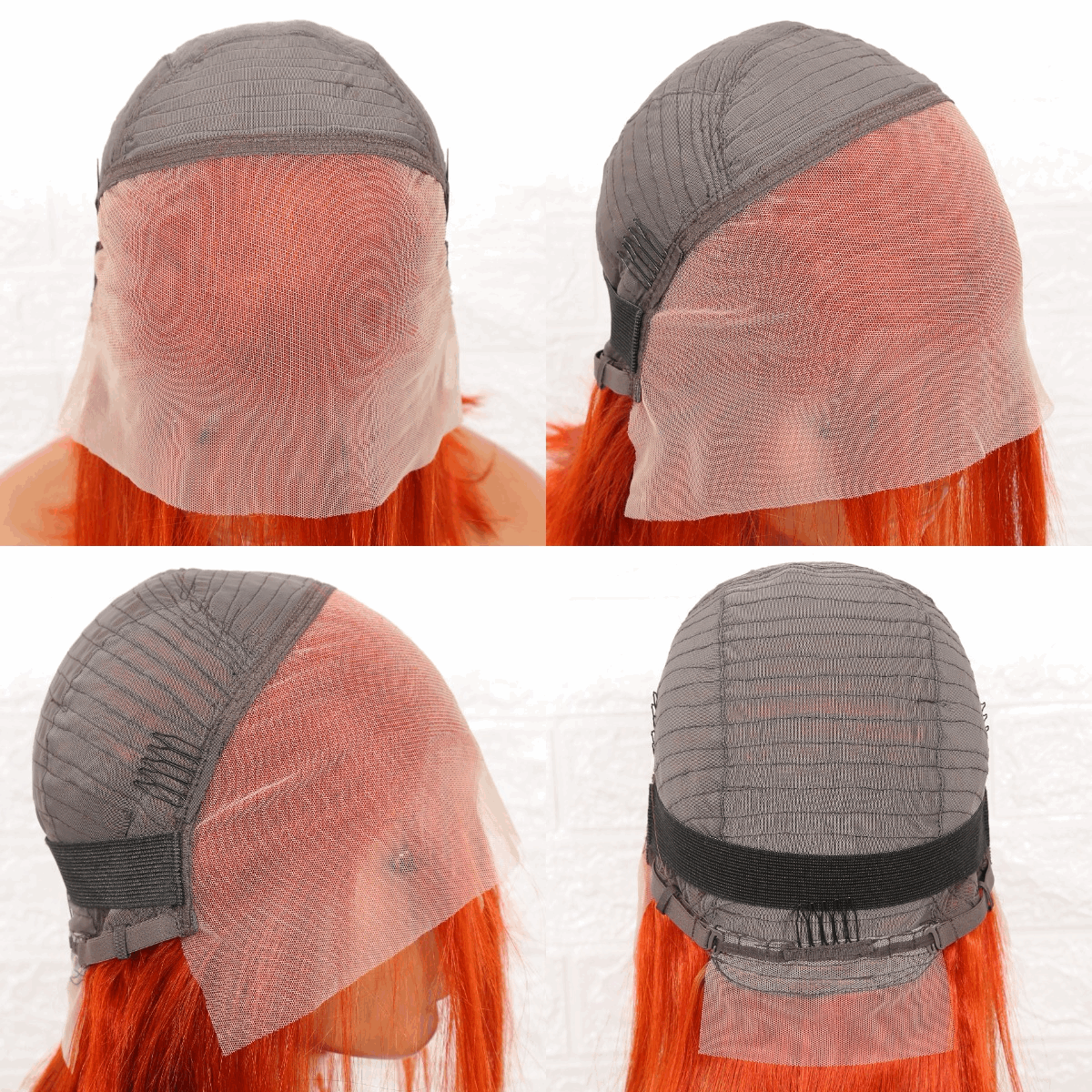 YYONG Orange Color With Dark Root Straight Short Bob Wigs 13x4 Lace Front Wigs Human Hair