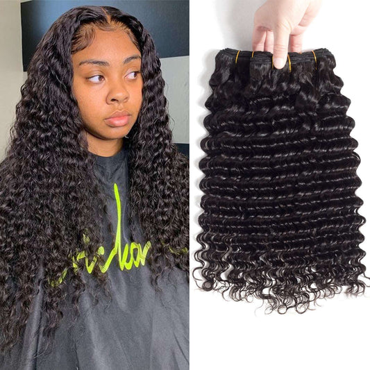 YYONG 3Pcs Deep Wave Virgin Human Hair Bundles