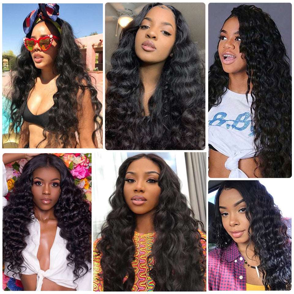 YYONG Loose Deep Wave 3 Bundles With Closure 100% Human Hair