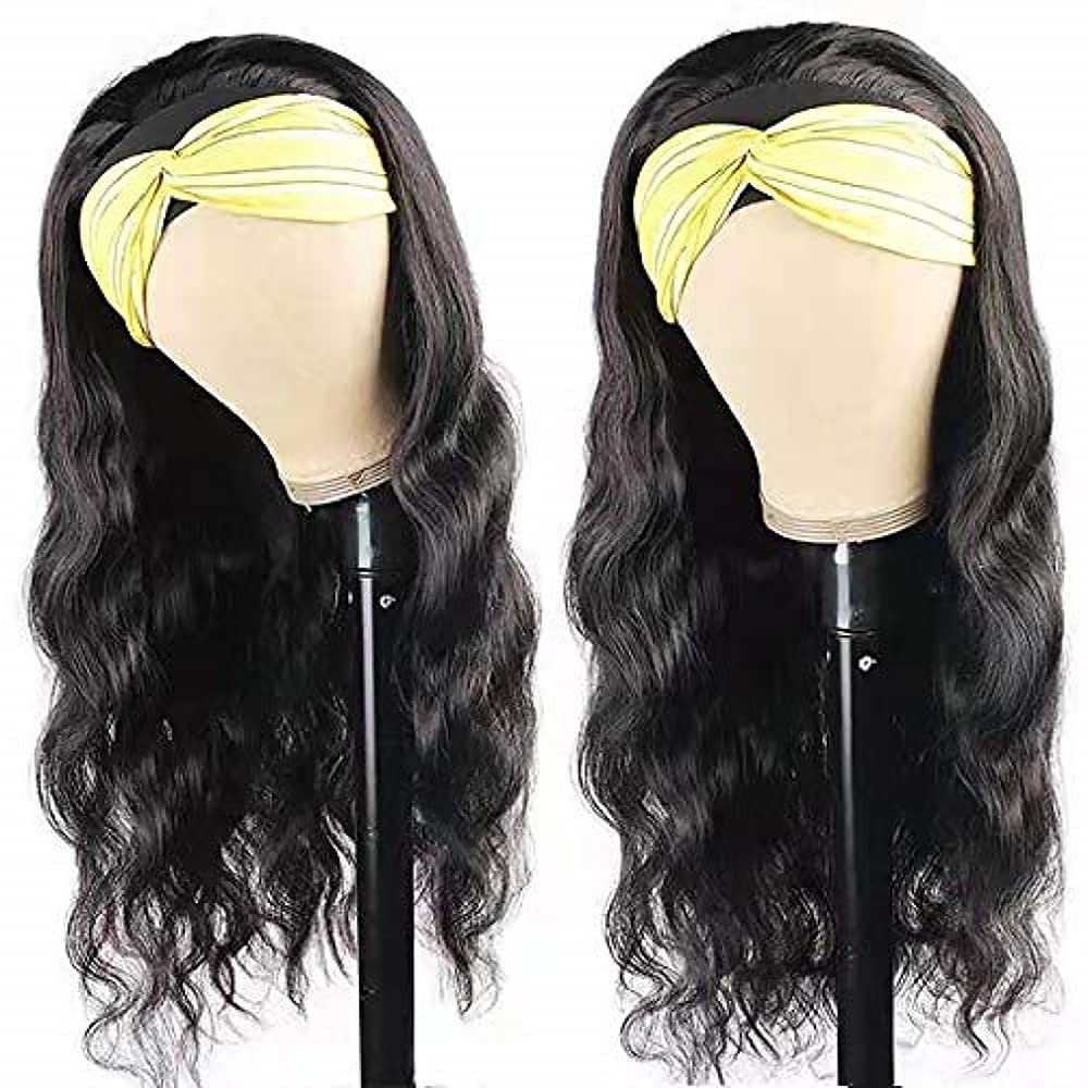 YYONG Body Wave Headband Wigs Remy Human Hair Wigs None-Lace