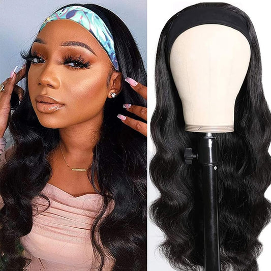 YYONG Body Wave Headband Wigs Remy Human Hair Wigs None-Lace