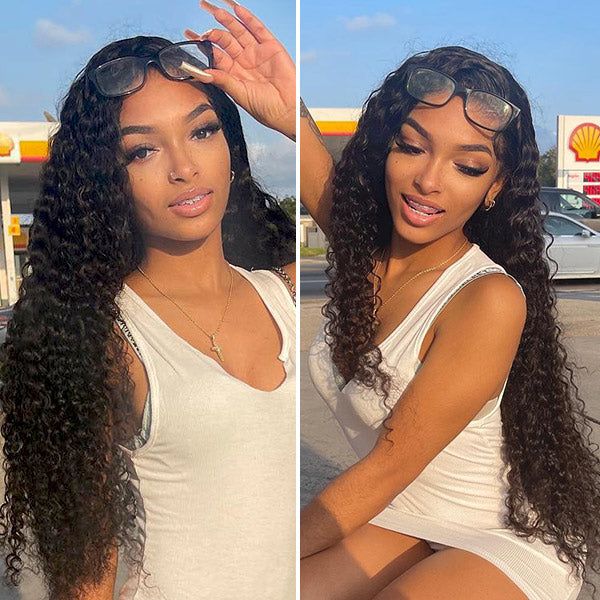 YYONG Kinky Curly 13x6 Lace Front Wigs Human Hair Wigs